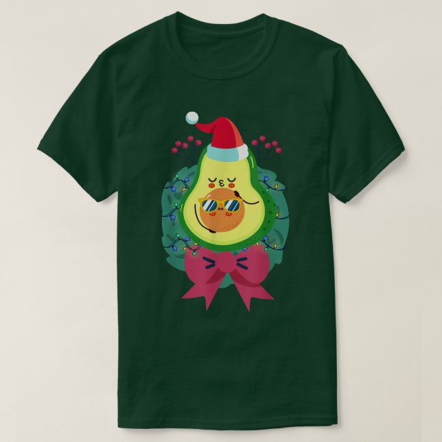 Camiseta Santa Hat Cute Avocado É Natal Tropical I (Frente do Design)
