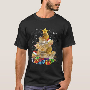 Camiseta Santa Hat Cute Iguanas Árvore de Natal Luzes Xmas