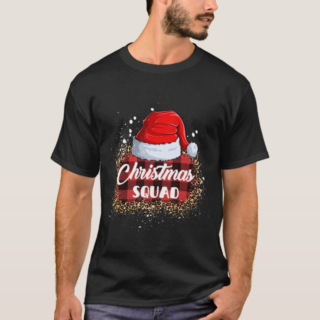 Camiseta Santa Hat da Família de Esquadra de Natal Leopardo (Frente)