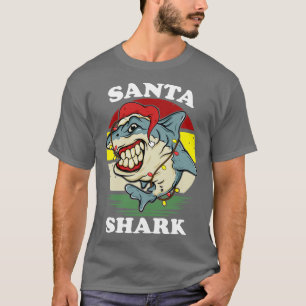 Camiseta Santa Hat Feliz Sharkmas Natal PJ Pajama