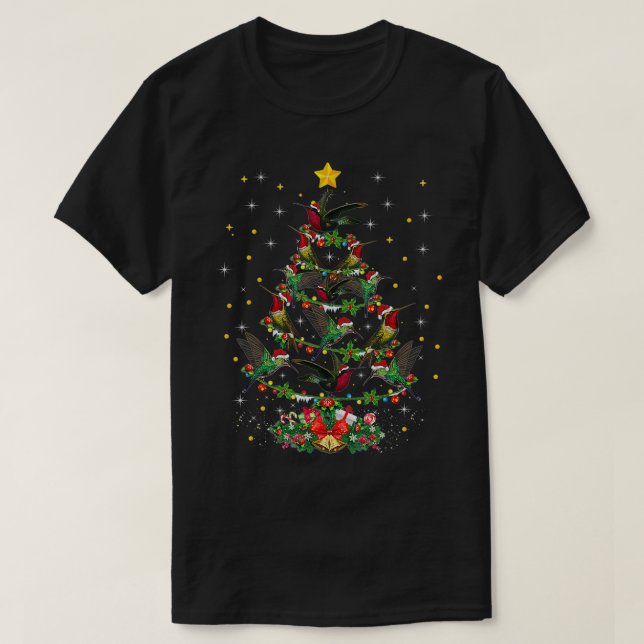 Camiseta Santa Hat Hummingbird Xmas Gift Cristo Hummingbird (Frente do Design)