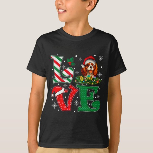 Camiseta Santa Hat Love Cavalier King Charles Spaniel Dog X (Frente)