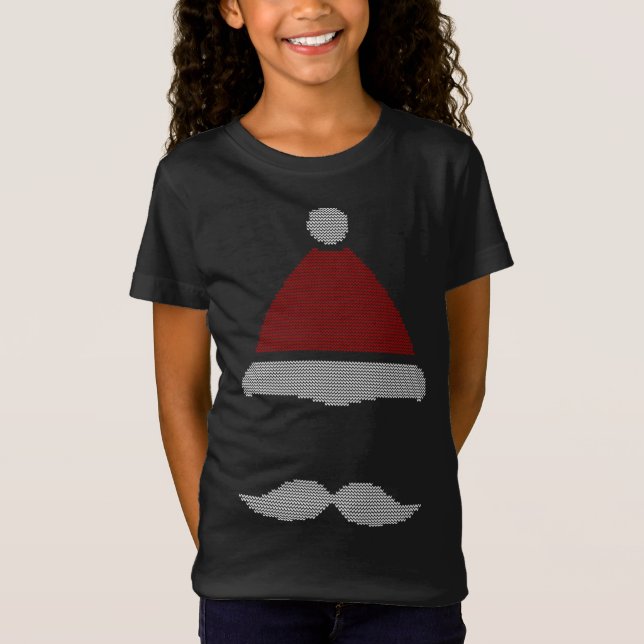 Camiseta Santa Hat Mustache Feia Natal (Frente)