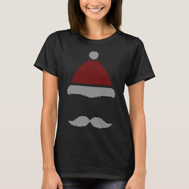 Camiseta Santa Hat Mustache Feia Natal (Frente)