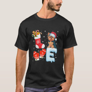 Camiseta Santa Hat Natal Stocks Holiday Yorkie Dog Lo