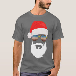 Camiseta Santa Hat Óculos escuros Papais noeis de barba pre