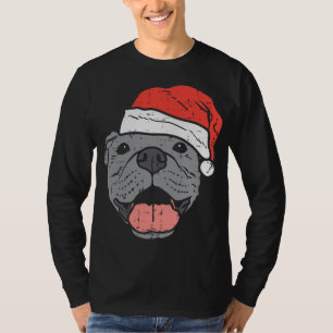 Camiseta Santa Hat Pitbull Pit Natal Xmas Pet Dog Lover