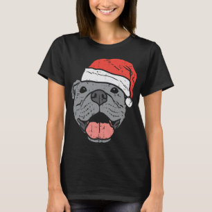 Camiseta Santa Hat Pitbull Pit Natal Xmas Pet Dog Lover