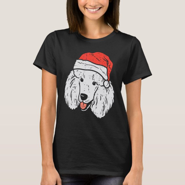 Camiseta Santa Hat Poodle Christmas Xmas Dog  Owner Men Wom (Frente)