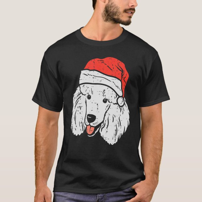 Camiseta Santa Hat Poodle Natal Xmas Dono de Cachorros Wom (Frente)