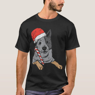Camiseta Santa Hat Red Blue Heeler australiano Cattle Ch