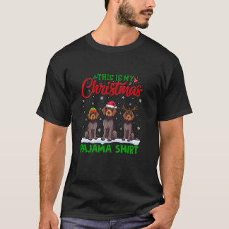 Camiseta Santa Hat Reindeer alemão Wirehaired Pointer Dog X