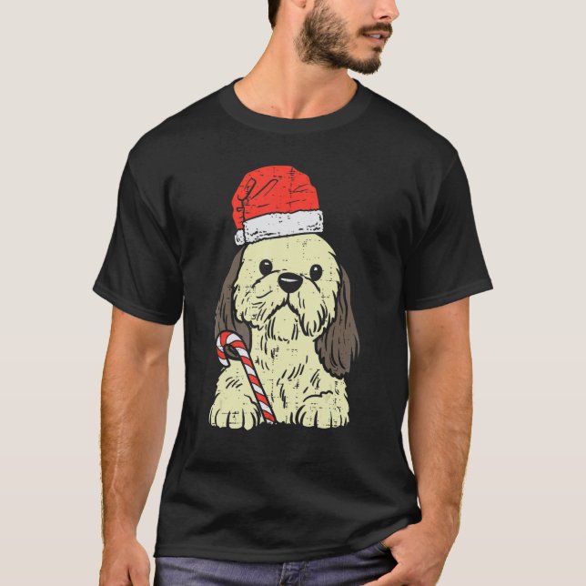 Camiseta Santa Hat Shih Tzu Dog Christmas Xmas Men Women (Frente)