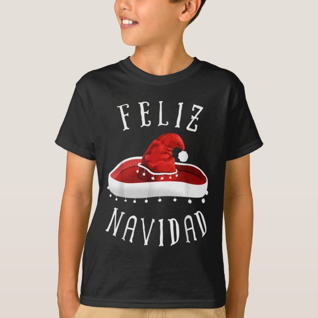 Camiseta Santa Hat Sombrero Christmas Mexico Feliz Navidad  (Frente)