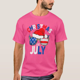 Camiseta Santa Hat Sunglass Natal Em Julho De Verão