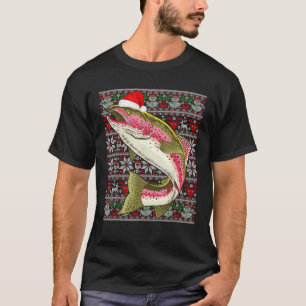 Camiseta Santa Hat Ugly Christmas Sweater Rainbow Trout Fis