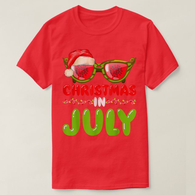 Camiseta Santa Hat Watermelon Sunglass Natal Em Julho (Frente do Design)