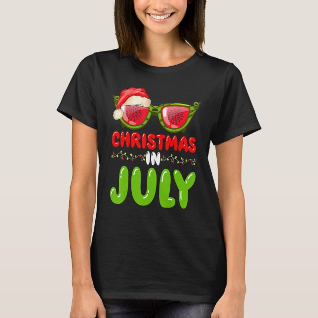 Camiseta Santa Hat Watermelon Sunglass Natal Em Julho (Frente)