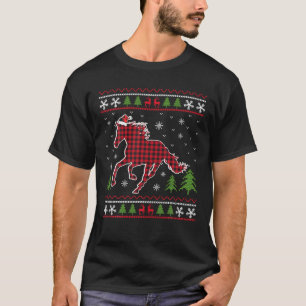 Camiseta Santa Hat Xadrez Horse Engraçado Natal Feio