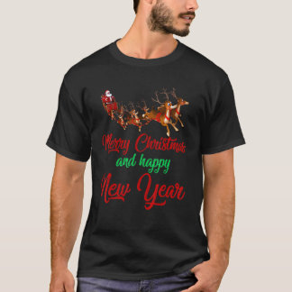 Camiseta Santa Hat Xmas Pajamas Feliz Natal e Feliz N