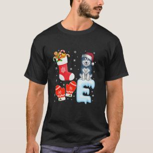 Camiseta Santa Hat Xmas Stoking Holiday Alaskan Malamute D
