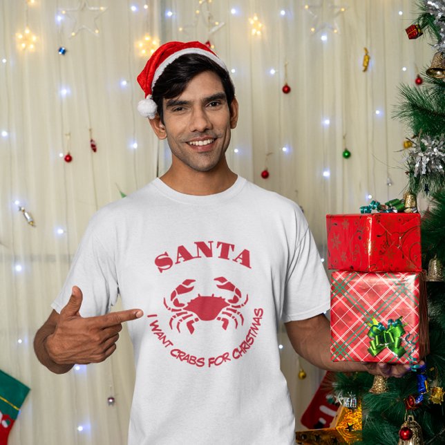 Camiseta Santa I Want Crabs for Christmas – Maryland Humor (Criador carregado)