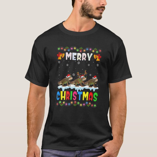 Camiseta Santa Iguana Animals Merry Christmas Pajama (Frente)