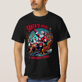 Camiseta Santa Is Here – Brave Kids Christmas Design