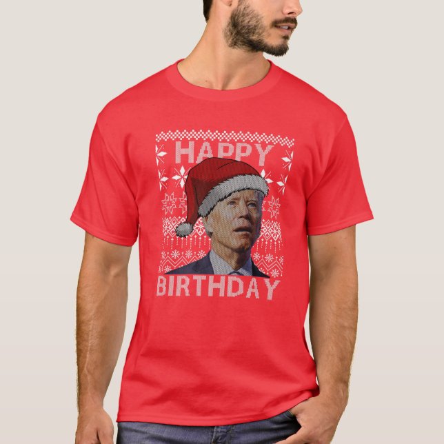 Camiseta Santa Joe Biden Happy Birthday Confused Funny Ugly (Frente)