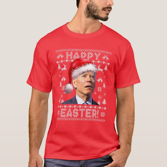 Camiseta Santa Joe Biden Happy Easter Ugly Christmas Sweate (Frente)