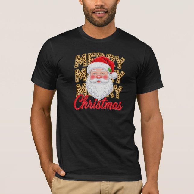 Camiseta Santa Leopard Print MERRY CHRISTMAS (Frente)