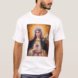Camiseta Santa mãe Mary Immaculada Coração, fé Católic