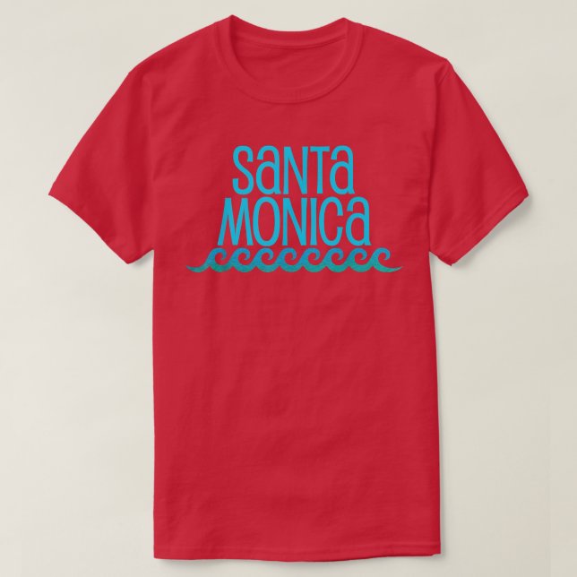 Camiseta Santa Monica Beach  Surf Waves Travel Gift Tee  (Frente do Design)