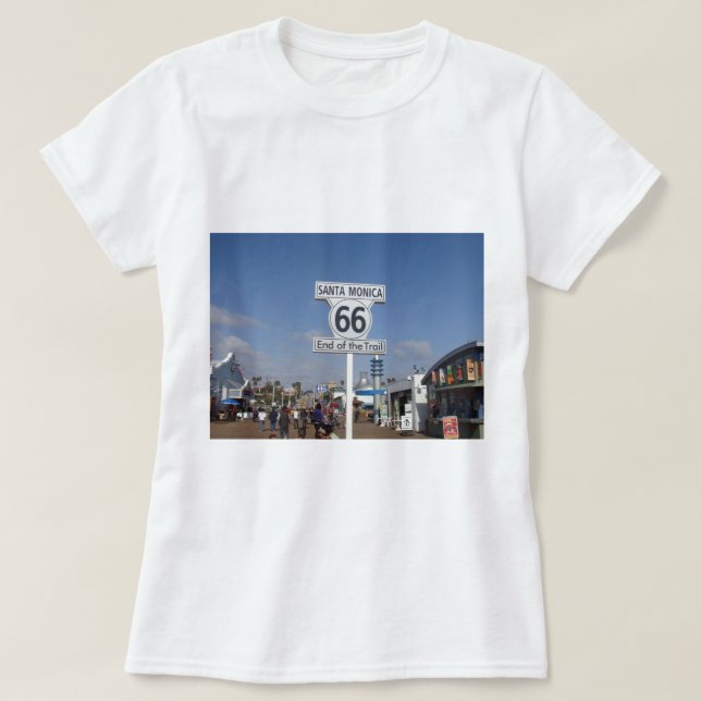 Camiseta Santa Monica, Califórnia - RT 66 (Frente do Design)