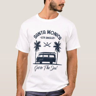 Camiseta Santa Mônica Los Angeles Chegue ao Mar Retro Surf