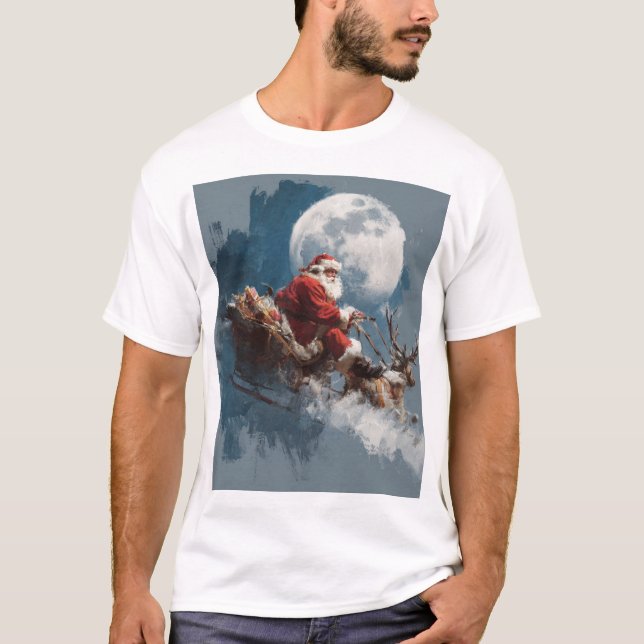 Camiseta Santa Moonlit Sleigh Ride (Frente)
