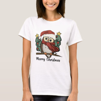 Camiseta Santa Owl Christmas T Shirt