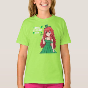 Camiseta Santa Patrick é fofo, moça de anime irlandesa