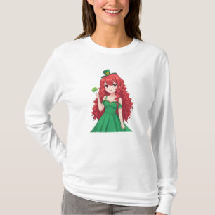 Camiseta Santa Patrick é fofo, moça de anime irlandesa