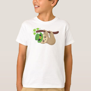Camiseta Santa Patrick's Day Sloth, Leprechaun Hat, Clovers