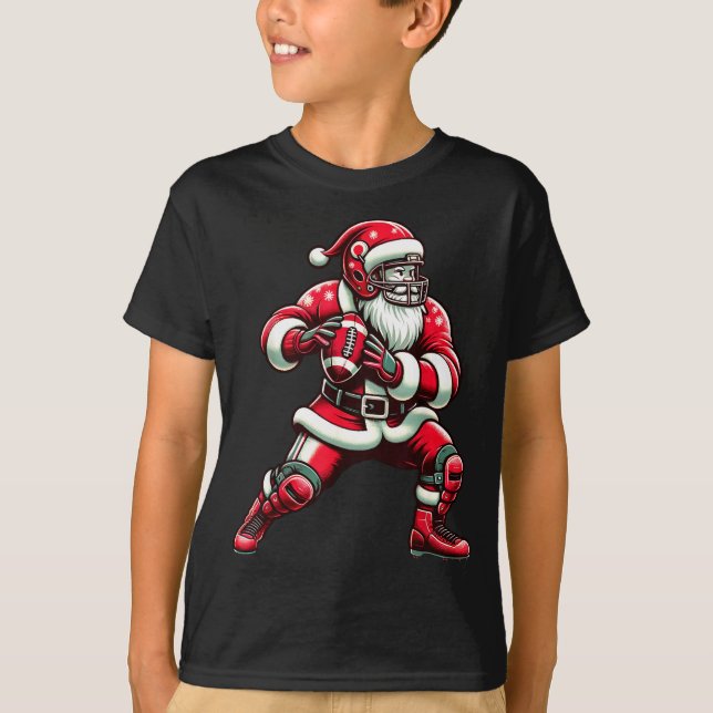 Camiseta Santa Playing American Football Christmas Women Me (Frente)