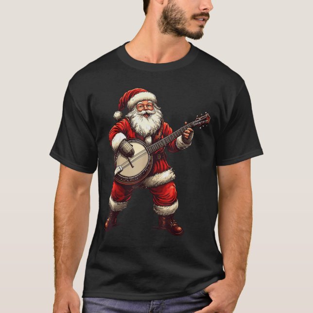 Camiseta Santa Playing Banjo Funny Banjo Player Bluegr Chri (Frente)