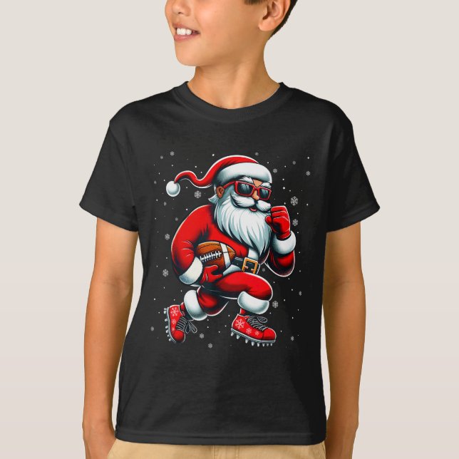 Camiseta Santa Playing Football Men Boys Christmas Football (Frente)