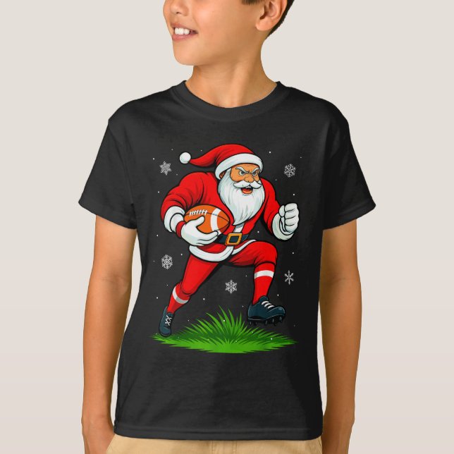 Camiseta Santa Playing Football Xmas Funny Christmas Footba (Frente)