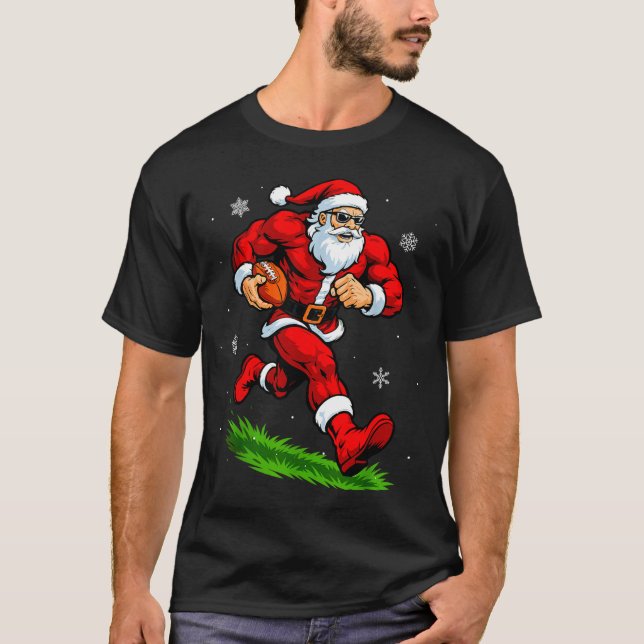 Camiseta Santa Playing Football Xmas Funny Christmas Footba (Frente)