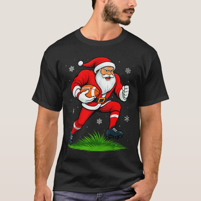 Camiseta Santa Playing Football Xmas Funny Christmas Footba (Frente)