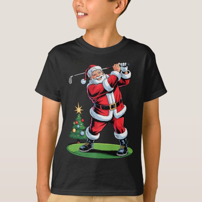 Camiseta Santa Playing Golf Funny Holiday Christmas Xmas Pa (Frente)