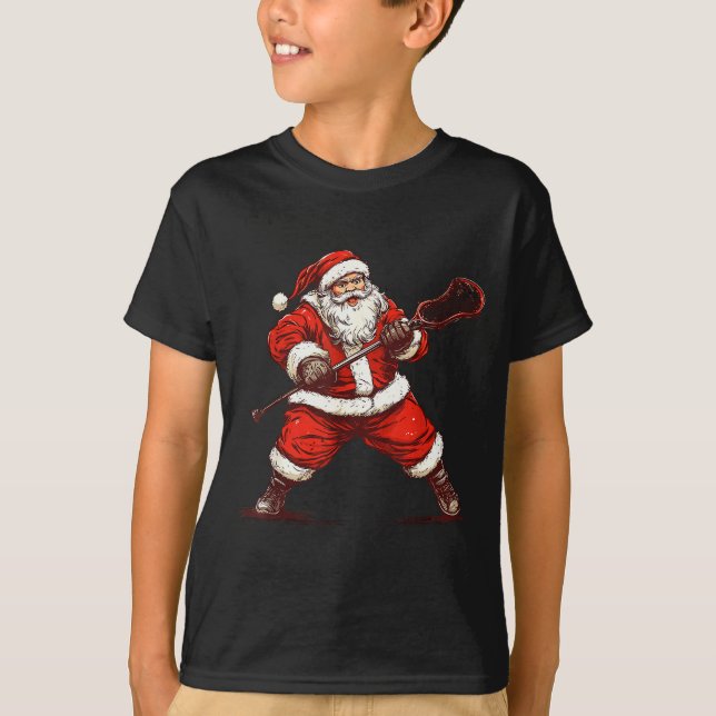 Camiseta Santa Playing Lacrosse Funny Lacrosse Lax Player C (Frente)
