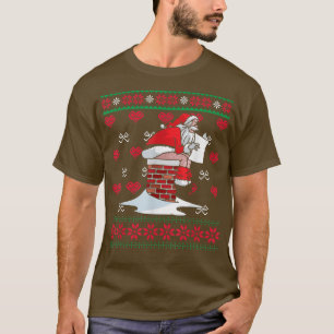 Camiseta Santa Pooping Down Chimney Ugly Xmas Sweater Chris