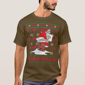 Camiseta Santa Pooping Down Chimney Ugly Xmas Sweater Chris